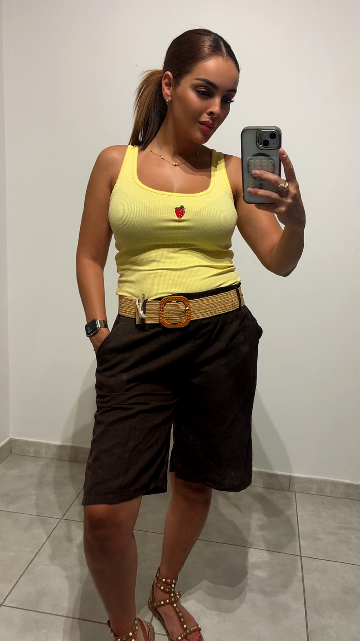 Short Sienna – Marron avec ceinture tressée